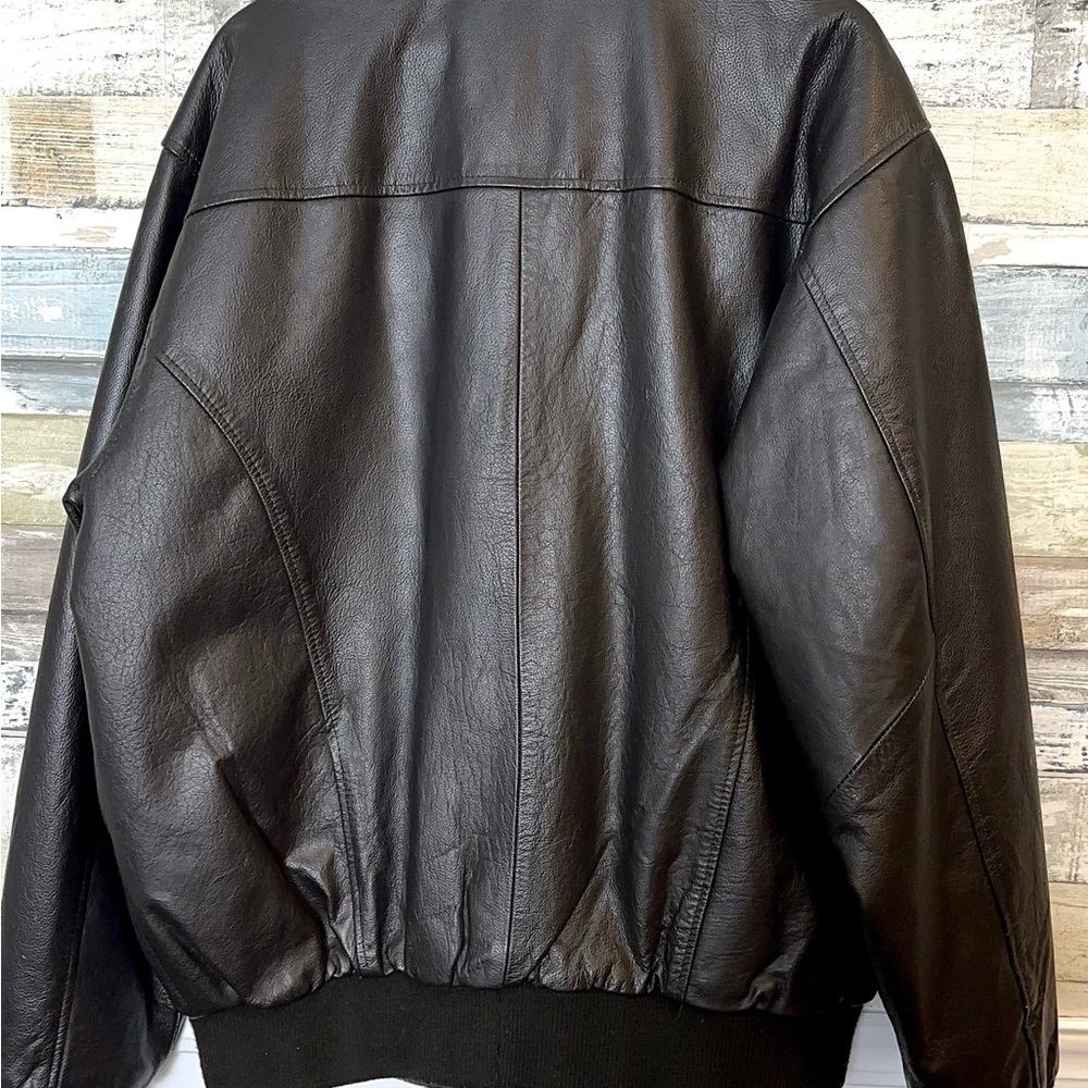 Men’s Leather Bomber Jacket A-2 Flyer’s Leather Dark Brown Size XL Tall - Picture 2 of 5